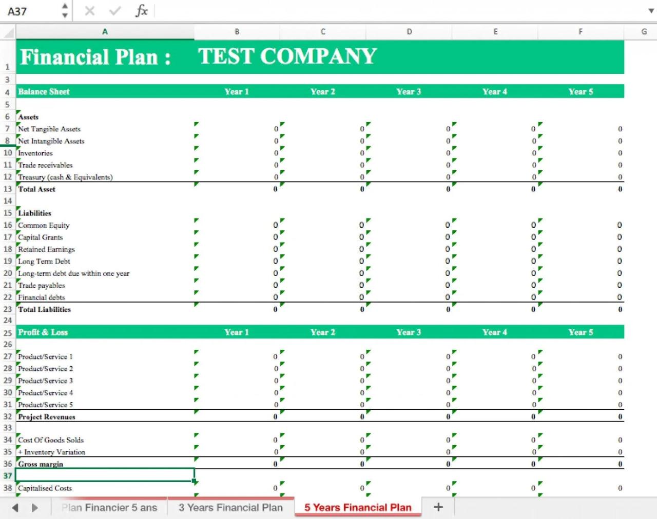 Startup Financial Plan Template - Templarket.com